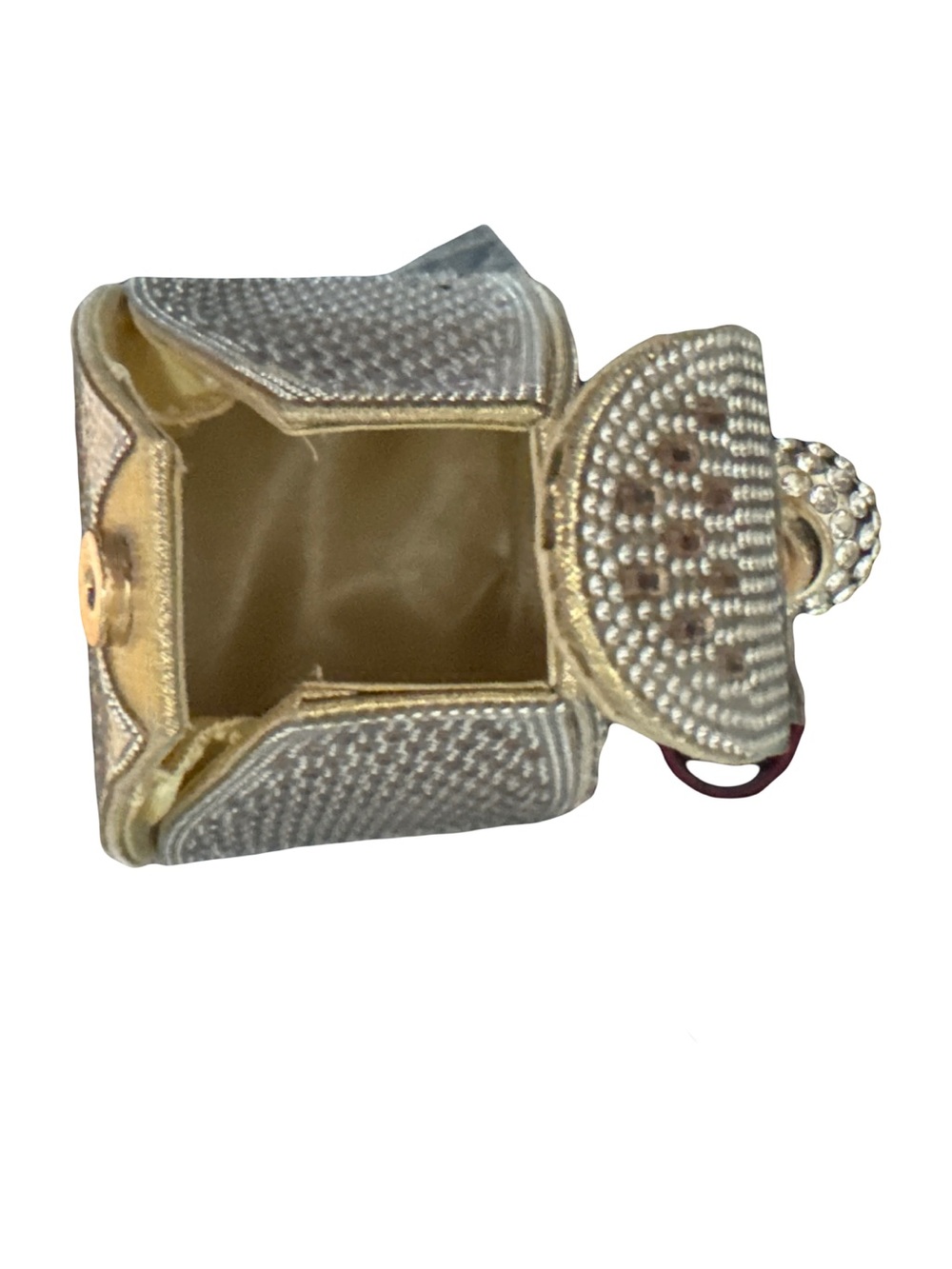 Gold Evening Wristlet Bag with Crystal Accent - Picture 3 of 6